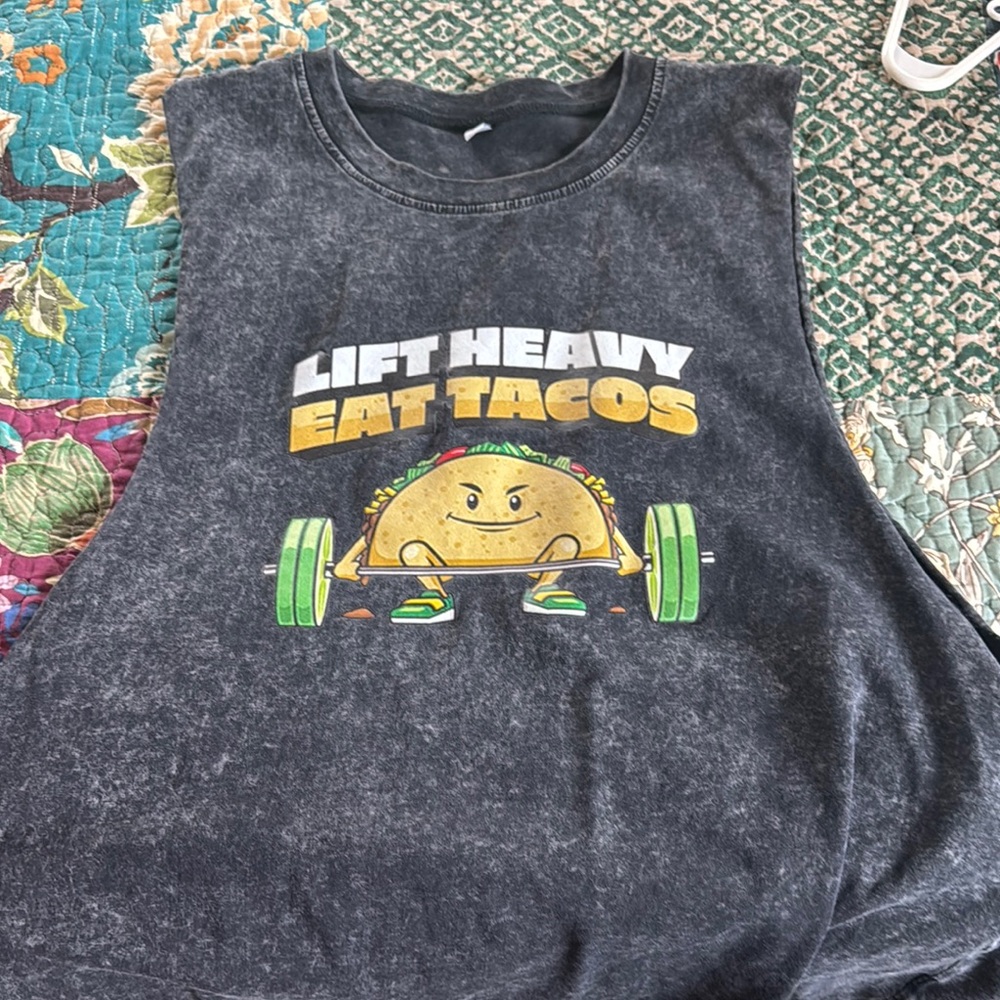 Lift Heavy Eat Tacos Kids Sleeveless Shirt - Black